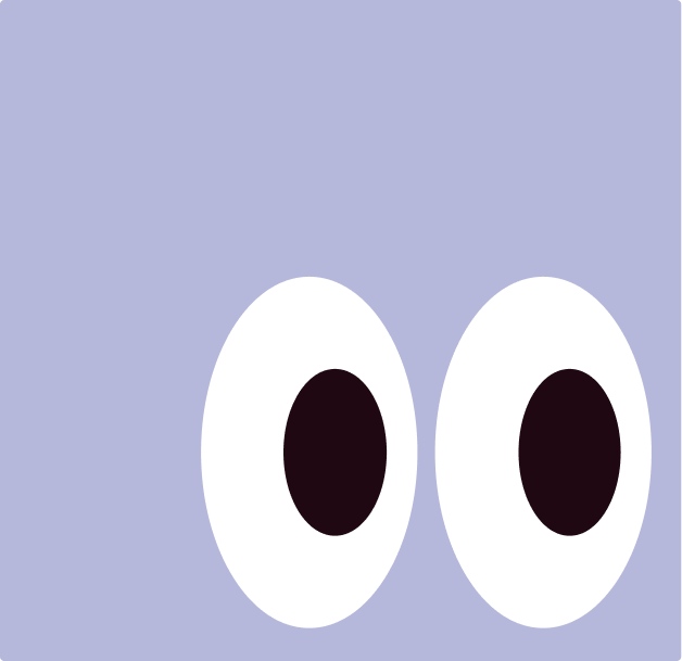 Pale blue Square with googly eyes